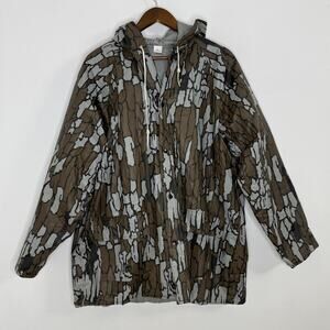 Trebark Jacket Mens XL Brown Camo PVC Hooded Insulated Hunting Parka Waterproof
